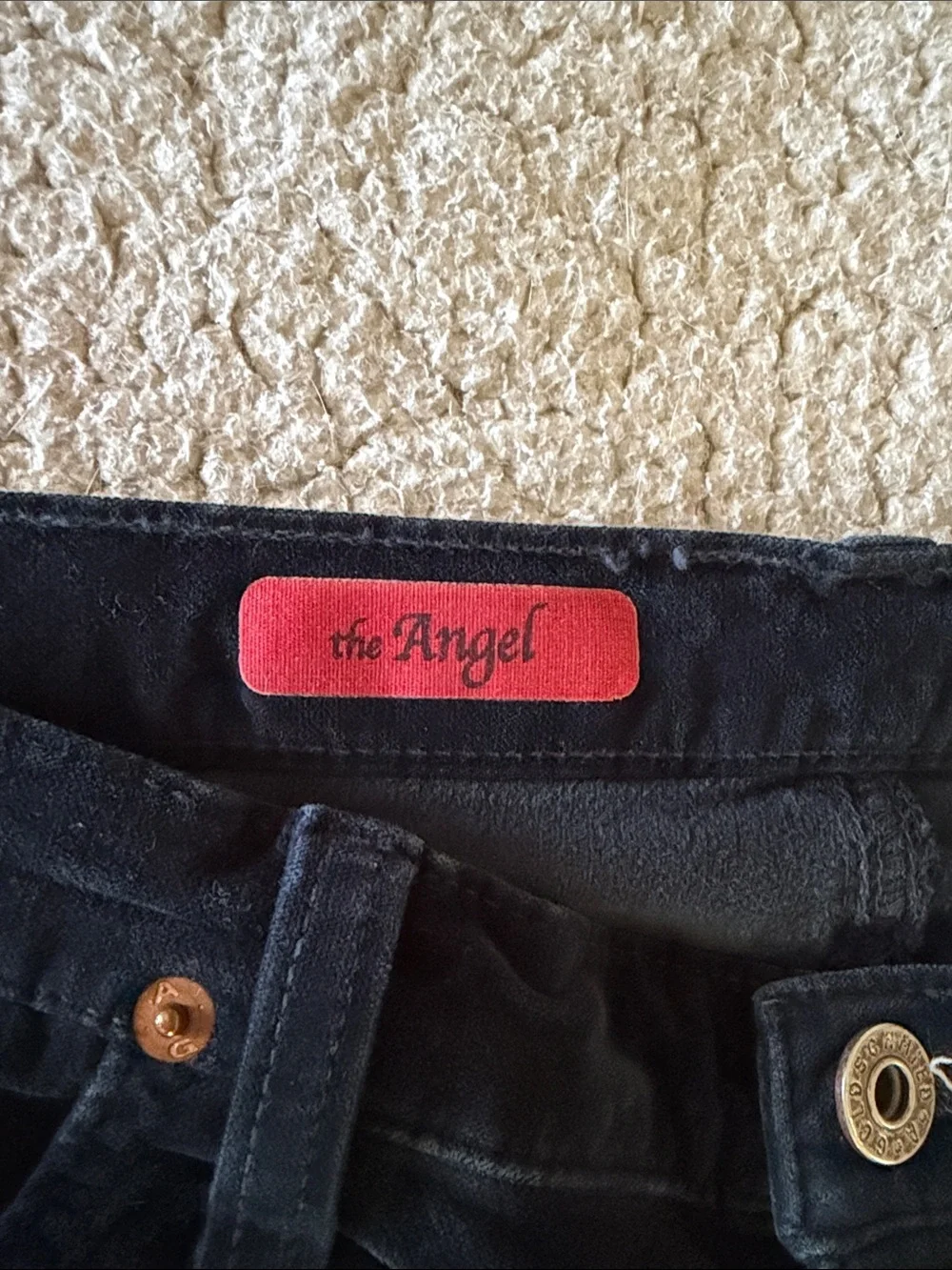 Ag Adriano Goldschmied The Angel Navy Velvet Flare Wide Leg Jeans 30
